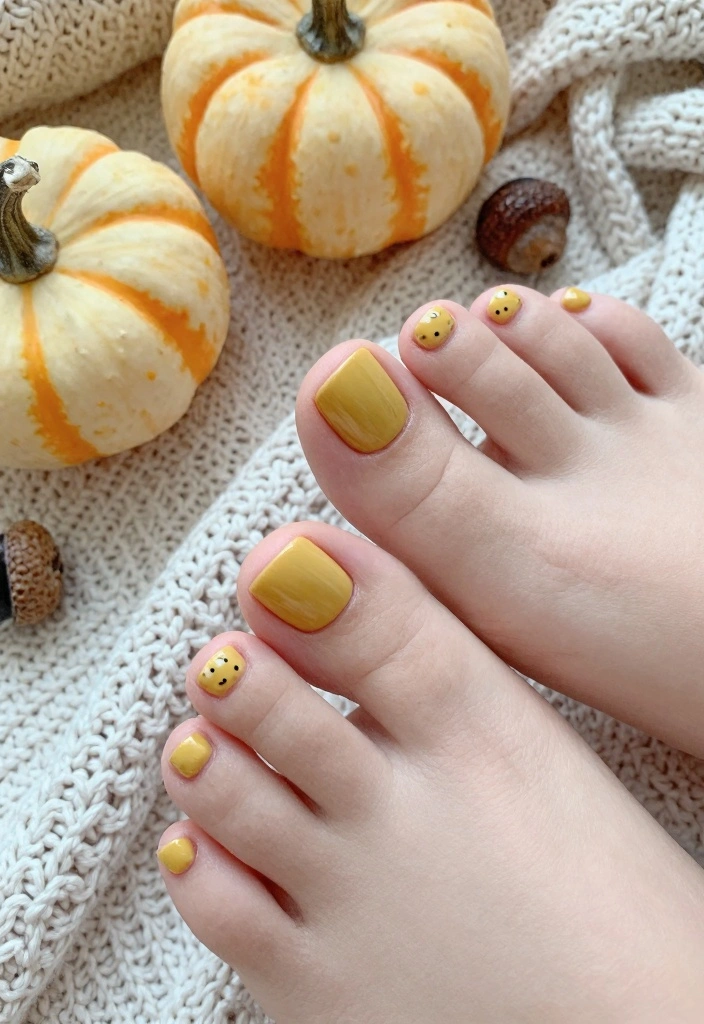 15 Fall Toe Nail Colors Ideas for a Cozy Polished Look - 6. Muted Mustard Yellow 1
