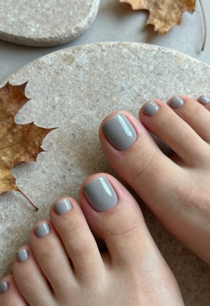15 Fall Toe Nail Colors Ideas for a Cozy Polished Look - 8. Soft Gray 1