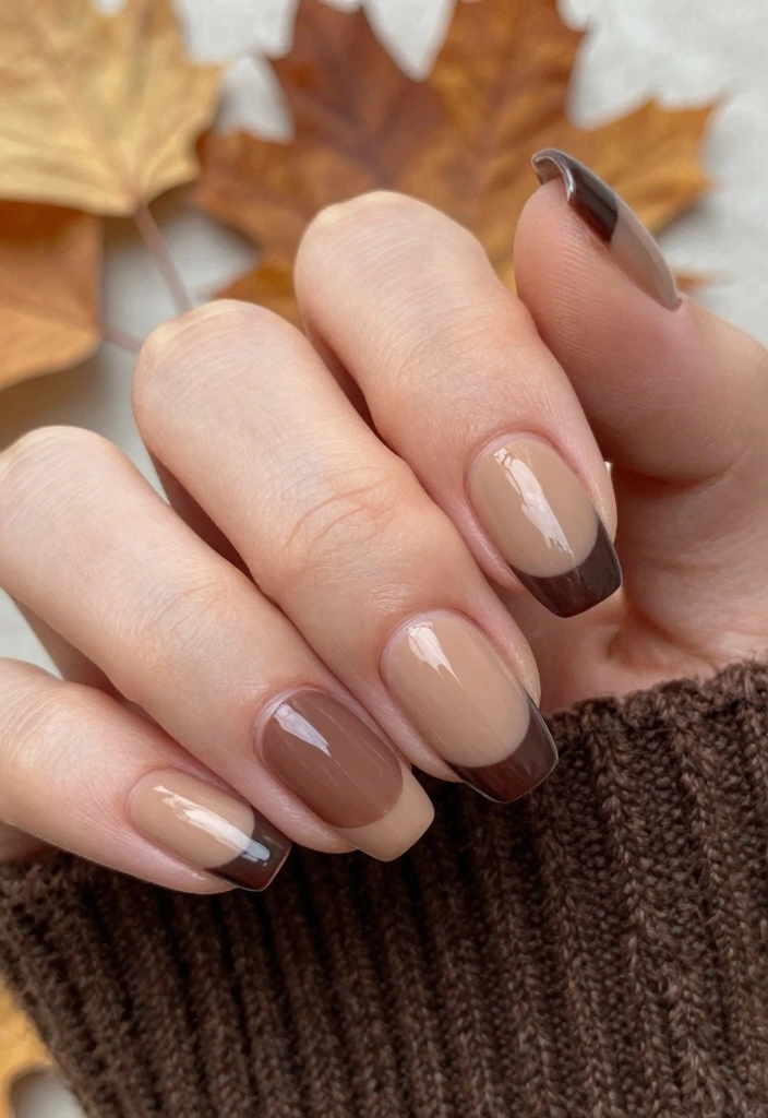 16 Autumn Nails Brown Ideas: Warm Earthy Tones - 12. Cocoa Ombre 1