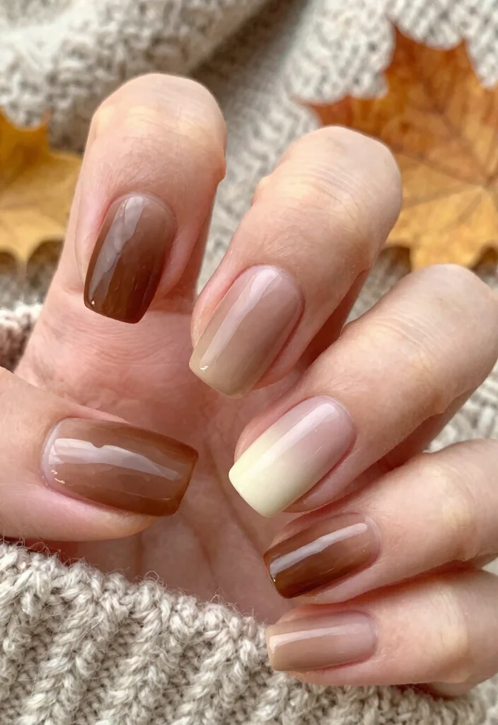 16 Autumn Nails Brown Ideas: Warm Earthy Tones - 15. Cocoa and Cream 1