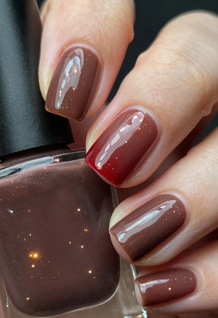 16 Autumn Nails Brown Ideas: Warm Earthy Tones - 16. Rustic Red Accents 1