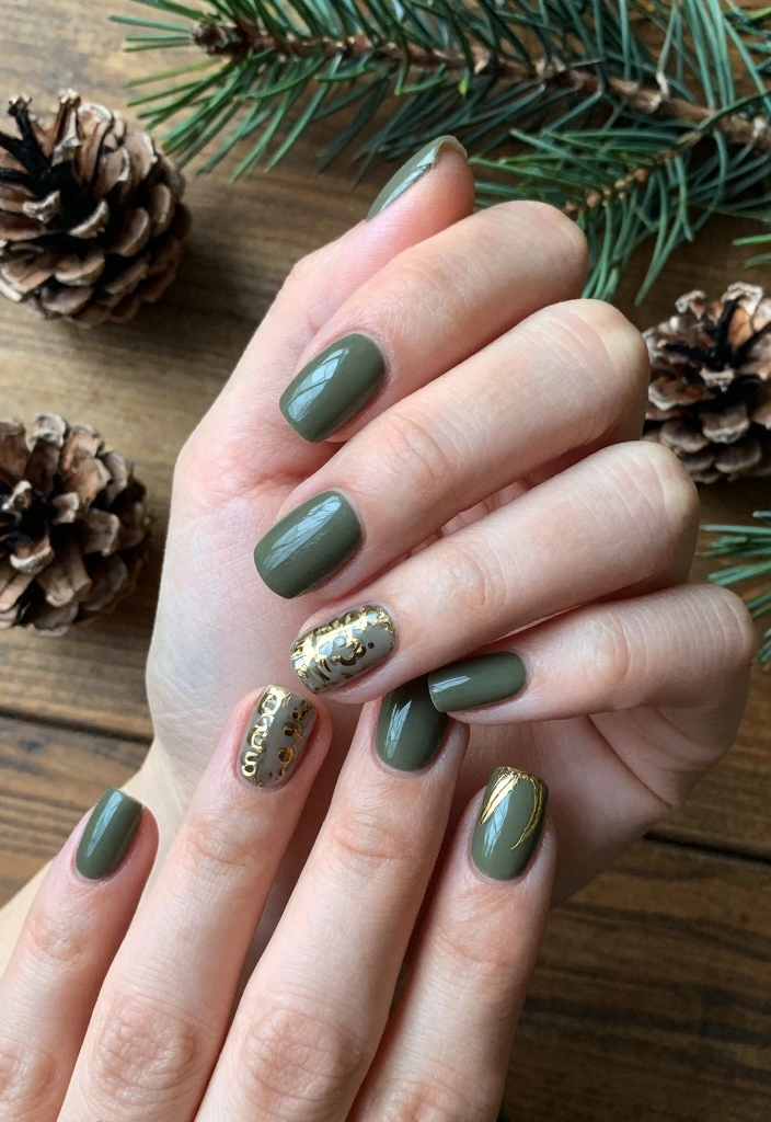 16 Autumn Nails Brown Ideas: Warm Earthy Tones - 4. Earthy Olive 1
