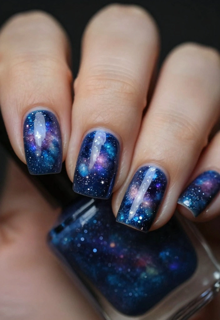16 Blue Winter Nails Ideas Cool Frosty Vibes - 15. Galaxy Blue 1