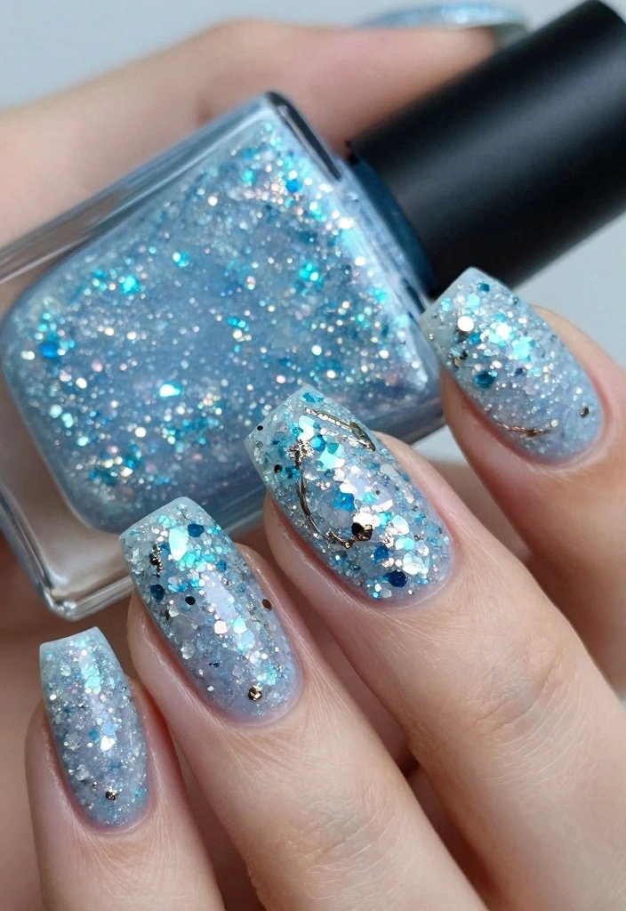 16 Blue Winter Nails Ideas Cool Frosty Vibes - 16. Crystal Blue Ice 1