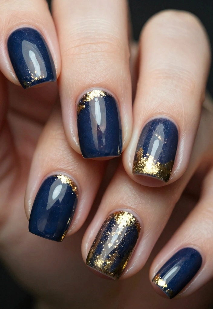 16 Blue Winter Nails Ideas Cool Frosty Vibes - 2. Midnight Blue Glam 1
