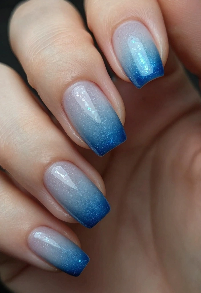 16 Blue Winter Nails Ideas Cool Frosty Vibes - 9. Frosted Ombre 1