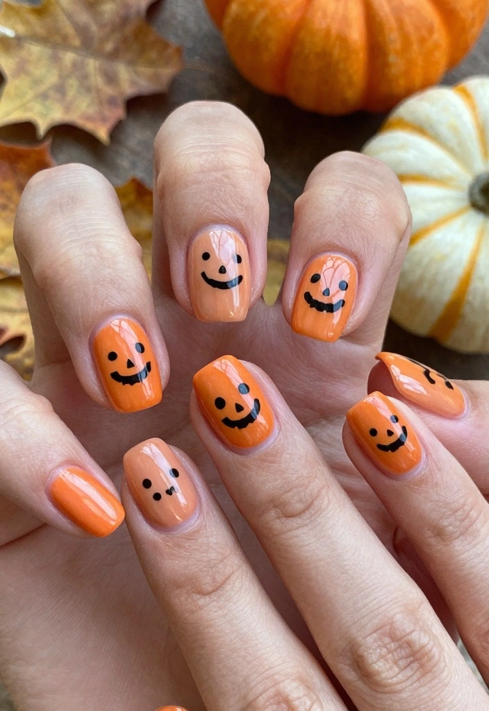 16 Cute Autumn Nails Ideas: Sweet Cozy Designs - 1. Pumpkin Patch Perfection 1