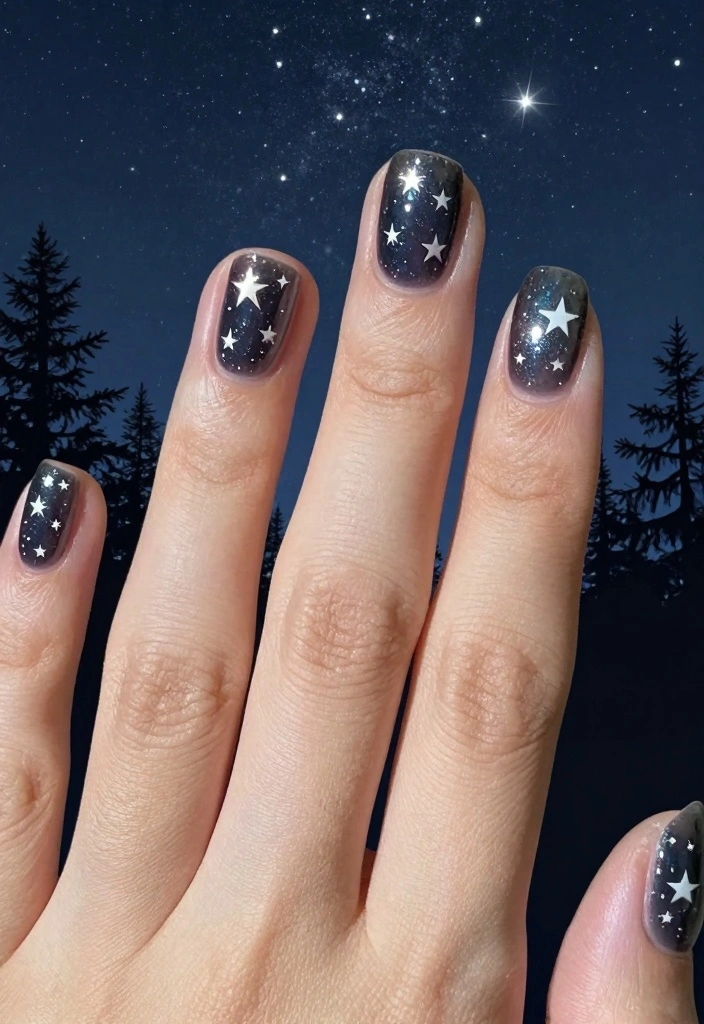 16 Cute Autumn Nails Ideas: Sweet Cozy Designs - 12. Twinkling Stars of Autumn 1