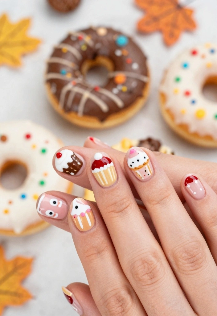 16 Cute Autumn Nails Ideas: Sweet Cozy Designs - 13. Sweet Treats 1