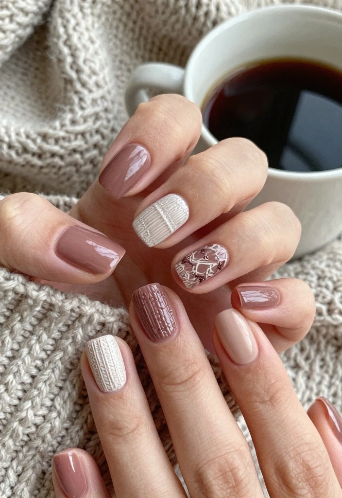 16 Cute Autumn Nails Ideas: Sweet Cozy Designs - 15. Warm Sweater Weather 1