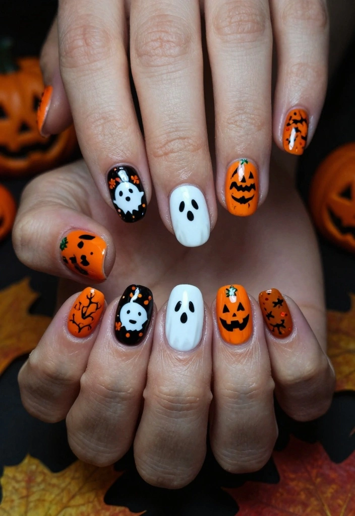 16 Cute Autumn Nails Ideas: Sweet Cozy Designs - 16. Fun Fall Characters 1
