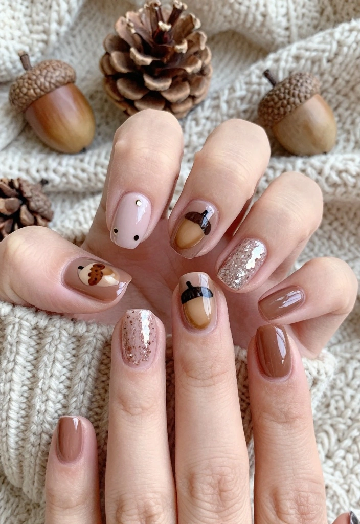16 Cute Autumn Nails Ideas: Sweet Cozy Designs - 4. Acorn Artistry 1