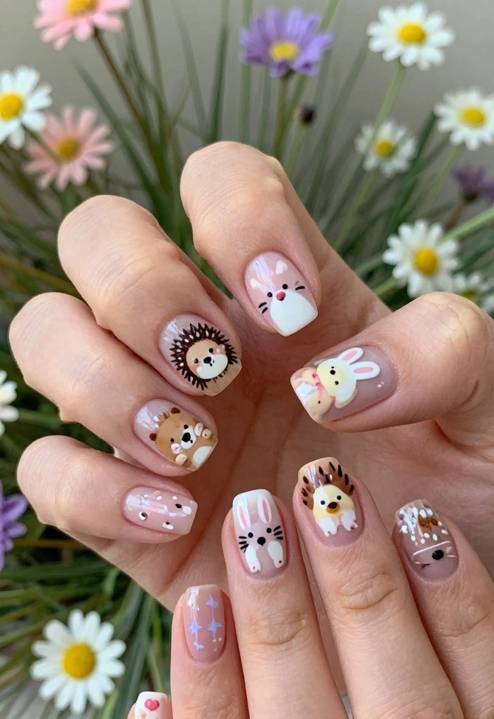 16 Cute Autumn Nails Ideas: Sweet Cozy Designs - 9. Cute Critters on Nails 1