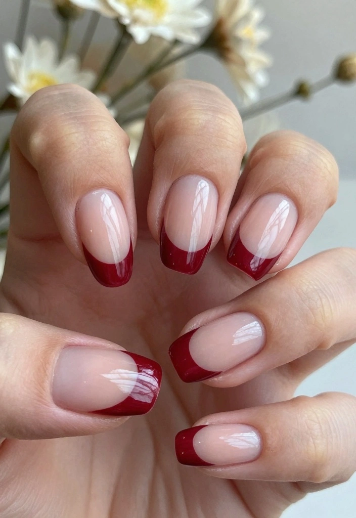16 Dark Red Nails Ideas Rich Bold Classic - 14. Dark Red French Tips 1