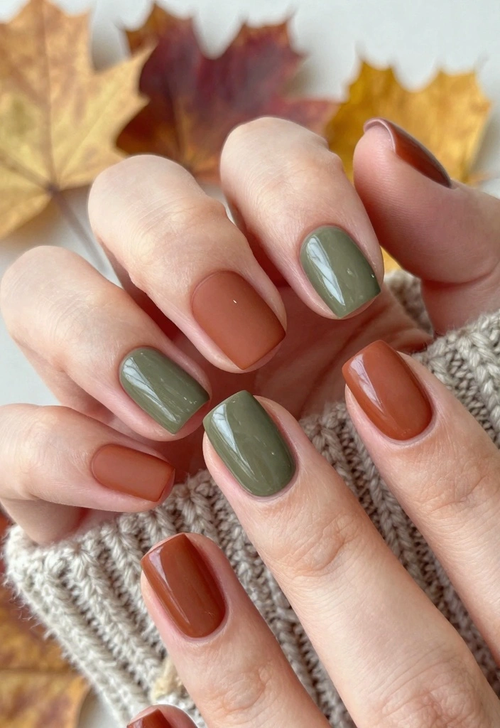 16 Easy Autumn Nails Ideas: Simple Cozy Designs - 1. Cozy Earth Tones 1