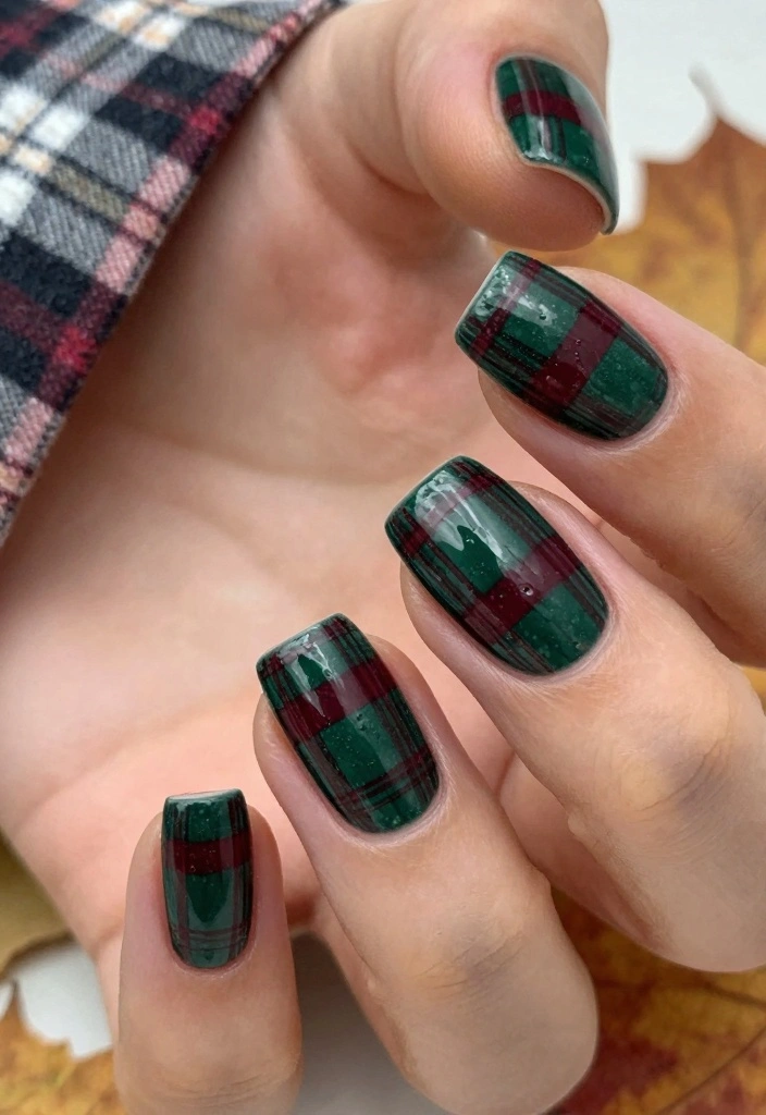 16 Easy Autumn Nails Ideas: Simple Cozy Designs - 10. Rustic Plaid 1