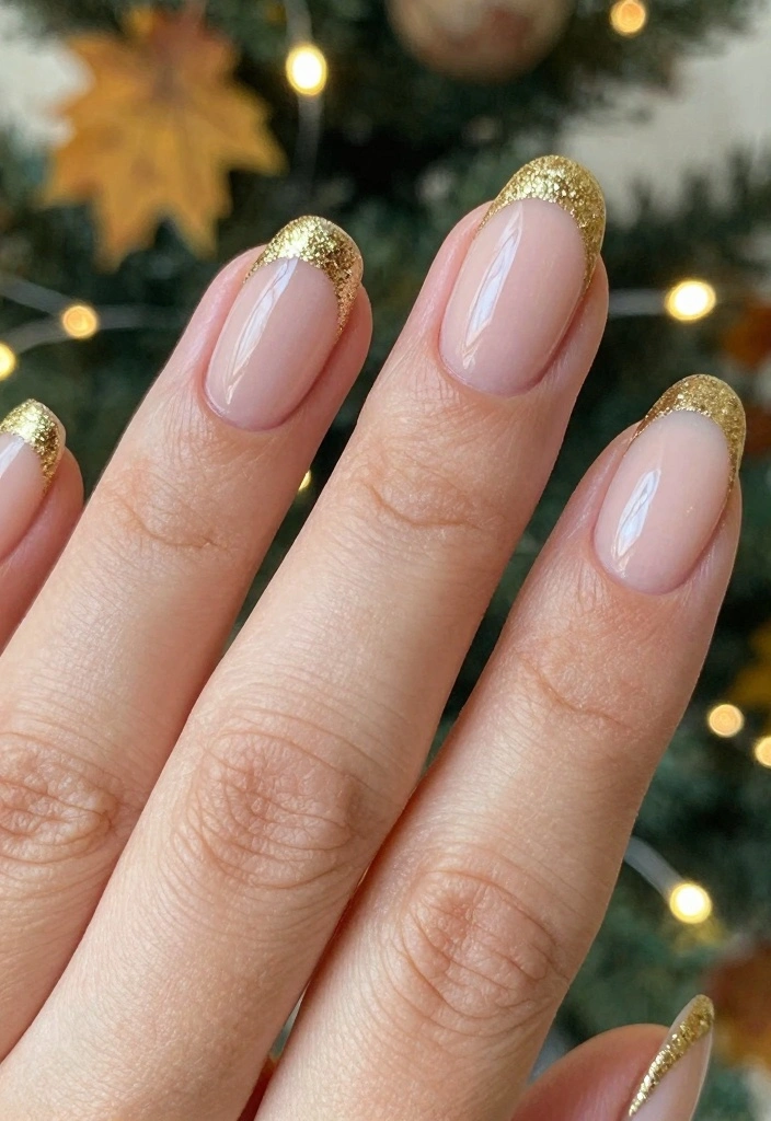 16 Easy Autumn Nails Ideas: Simple Cozy Designs - 12. Golden Glitter Tips 1