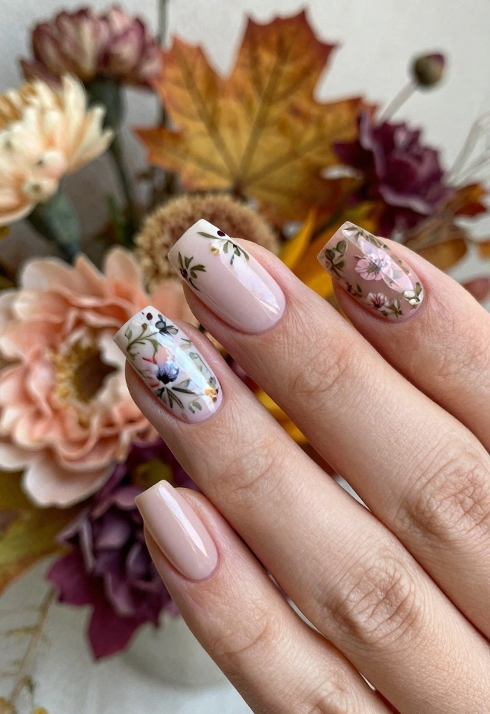 16 Easy Autumn Nails Ideas: Simple Cozy Designs - 13. Vintage Floral 1