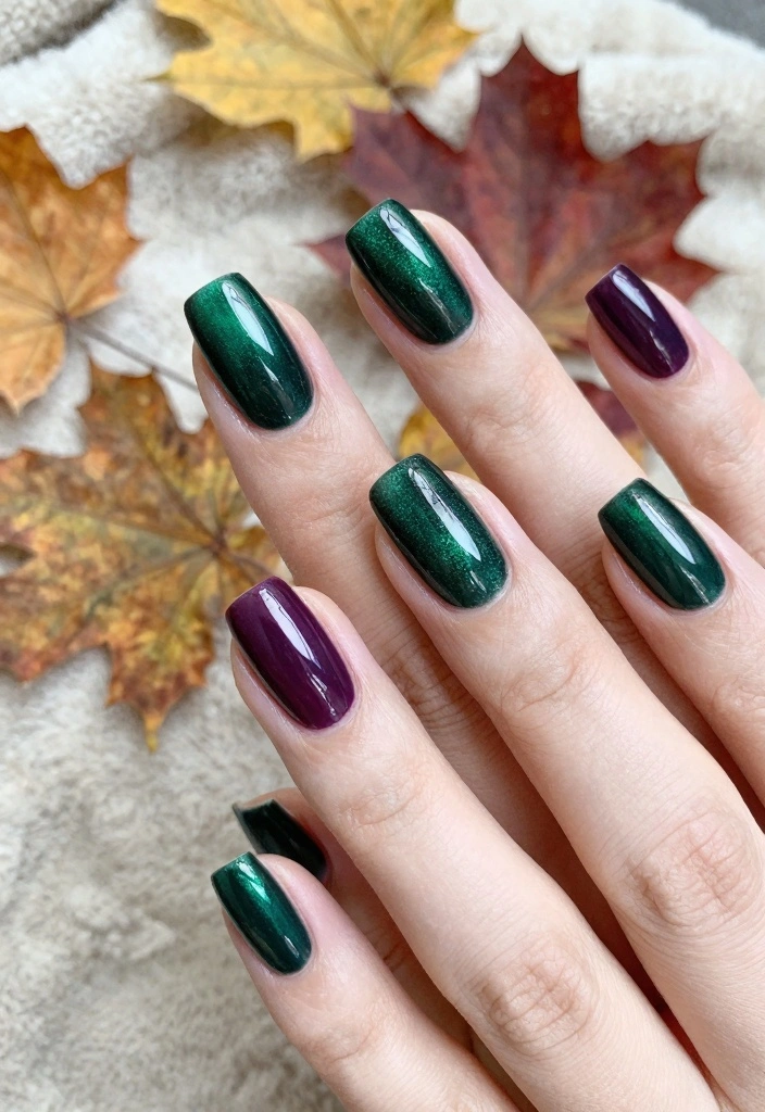 16 Easy Autumn Nails Ideas: Simple Cozy Designs - 14. Deep Jewel Tones 1
