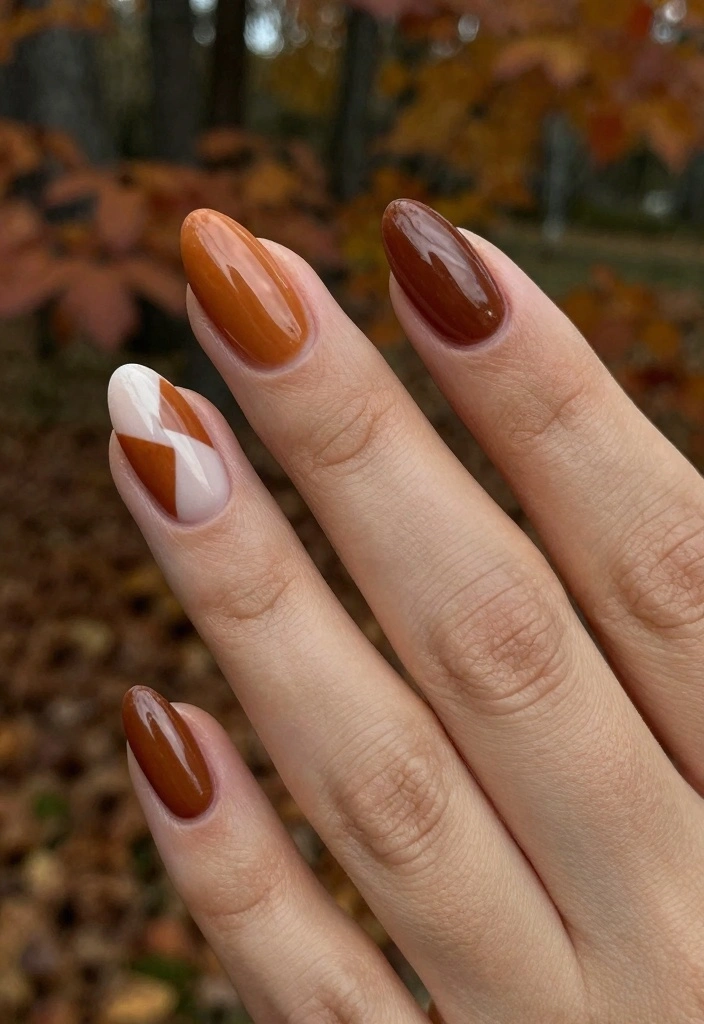 16 Easy Autumn Nails Ideas: Simple Cozy Designs - 15. Simple Geometric Shapes 1