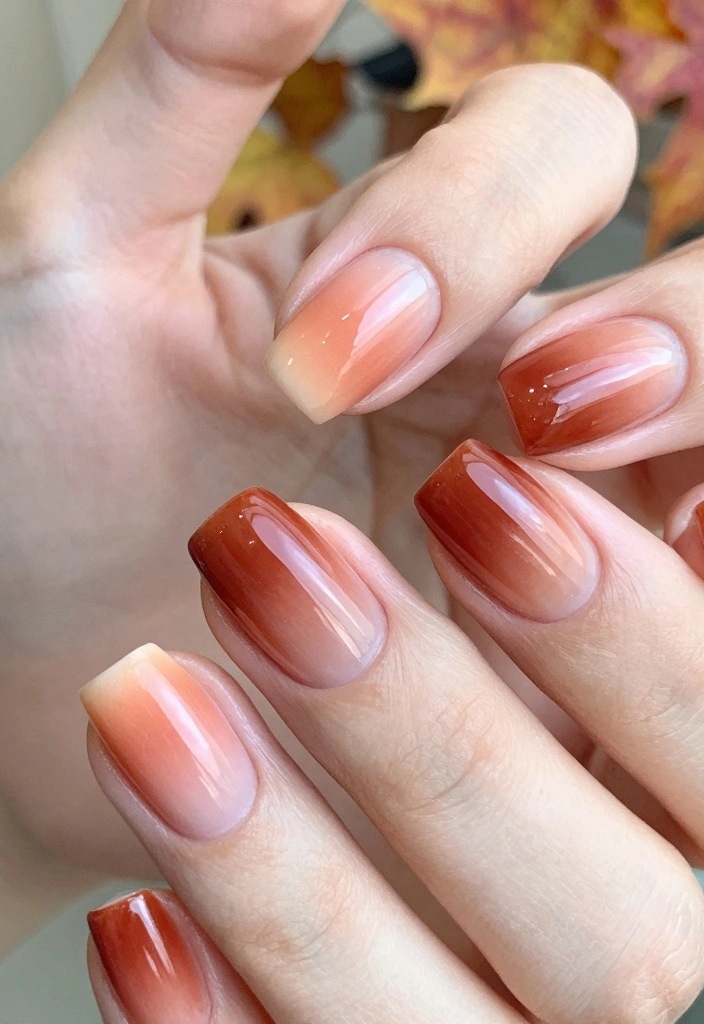 16 Easy Autumn Nails Ideas: Simple Cozy Designs - 16. Autumn Gradient 1