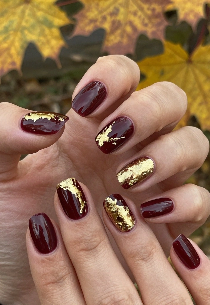 16 Easy Autumn Nails Ideas: Simple Cozy Designs - 5. Warm Metallic Accents 1
