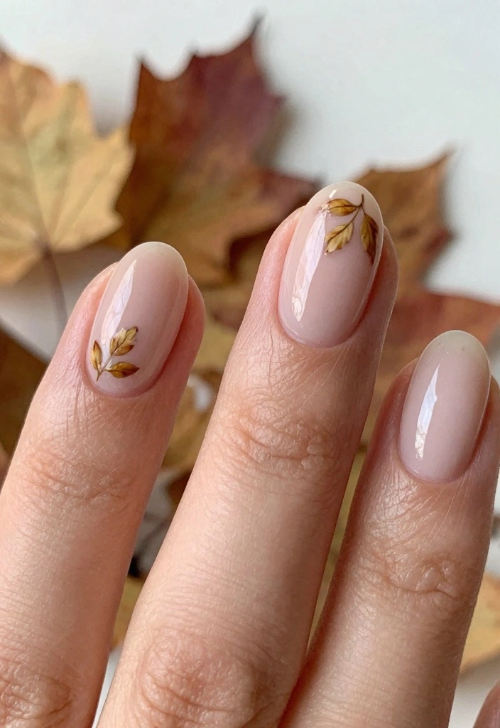16 Easy Autumn Nails Ideas: Simple Cozy Designs - 8. Simple Leaf Accents 1