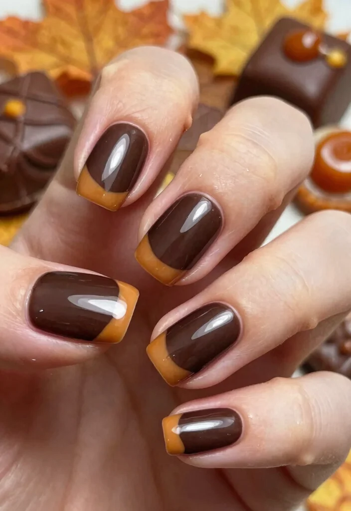 16 Fall Coffin Nail Ideas: Sleek, Trendy Shapes - 10. Chocolate Dipped Bliss 1