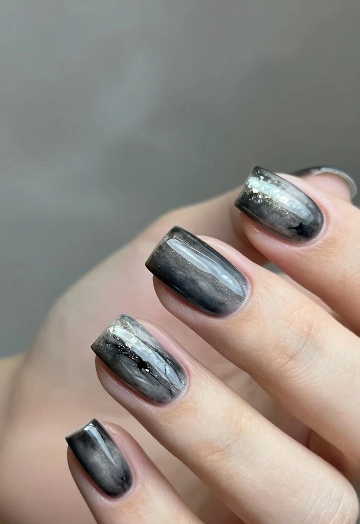 16 Fall Coffin Nail Ideas: Sleek, Trendy Shapes - 14. Smoky Fall Nights 1