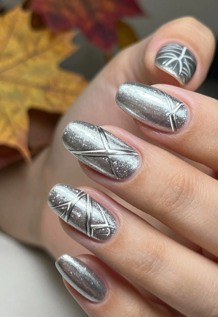 16 Fall Nail Inspo Almond Ideas for an Elegant Touch - 10. Silver Lining Designs 1