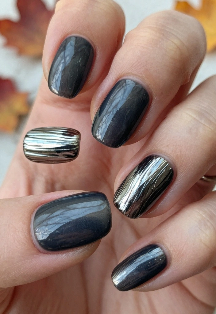 16 Fall Nail Inspo Almond Ideas for an Elegant Touch - 15. Dark Charcoal Chic 1