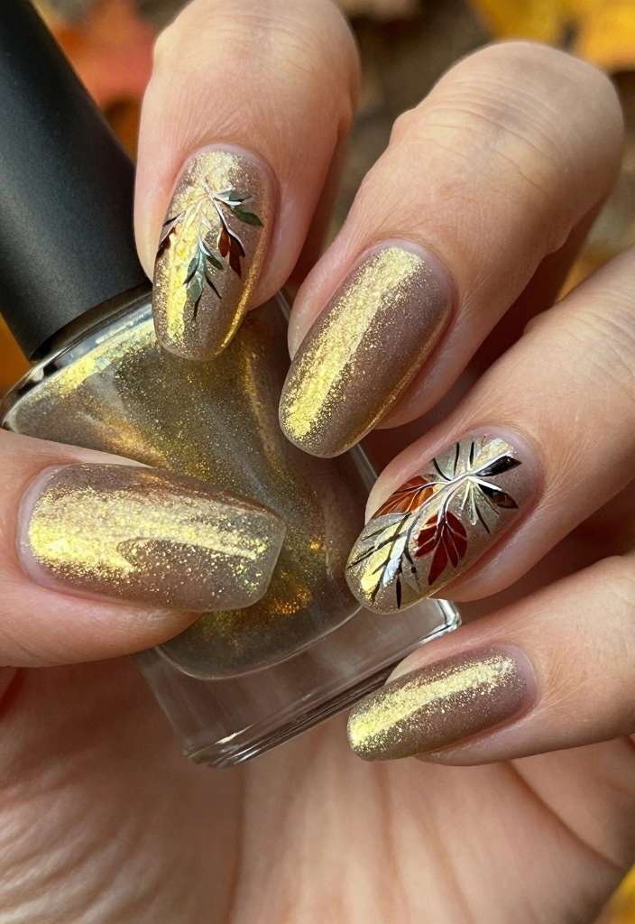 16 Fall Nail Inspo Almond Ideas for an Elegant Touch - 6. Golden Hour Glimmer 1