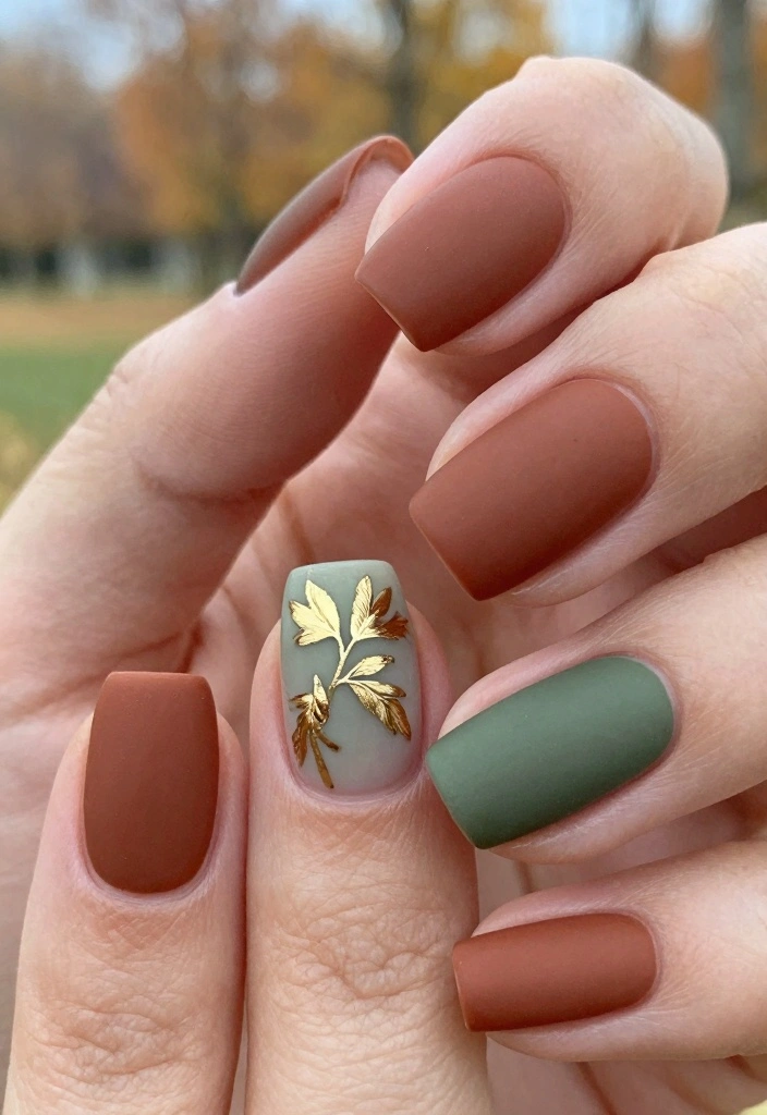 17 Autumn Gel Nails Ideas: Long Lasting Seasonal Style - 1. Earthy Tones for a Natural Look 1