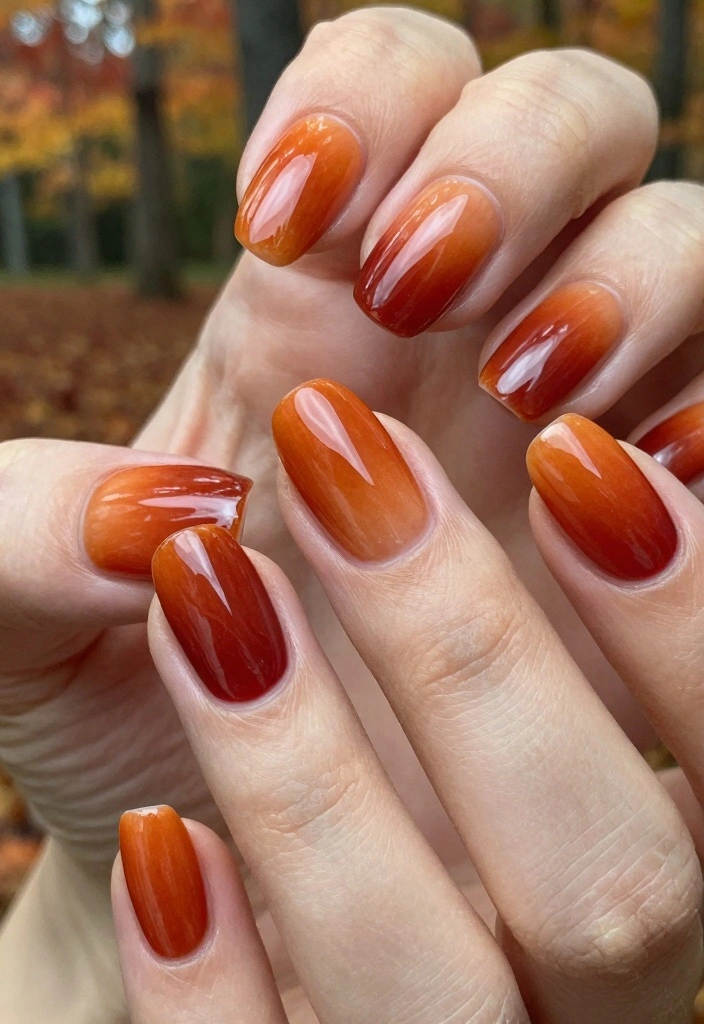 17 Autumn Gel Nails Ideas: Long Lasting Seasonal Style - 10. Ombre Effects for Fall 1