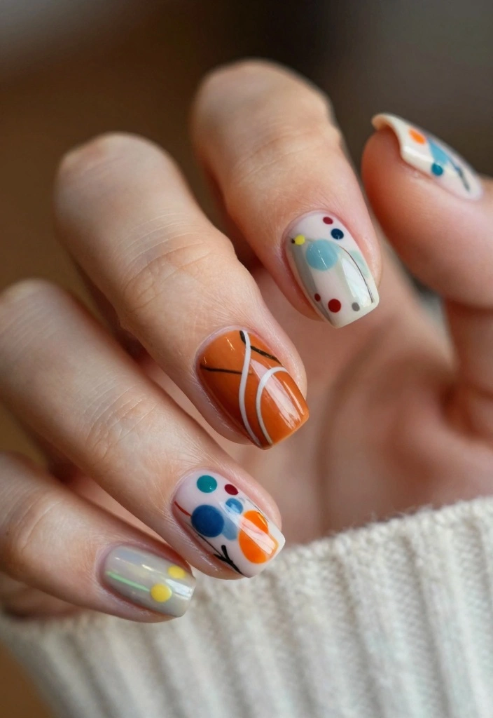 17 Autumn Gel Nails Ideas: Long Lasting Seasonal Style - 15. Artistic Abstract Designs 1
