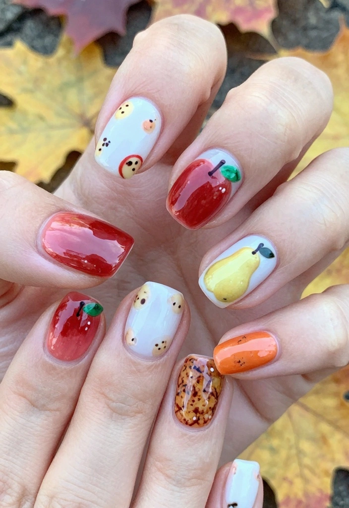 17 Autumn Gel Nails Ideas: Long Lasting Seasonal Style - 16. Seasonal Fruit Inspirations 1
