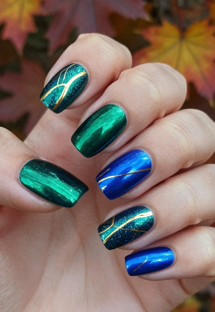 17 Autumn Gel Nails Ideas: Long Lasting Seasonal Style - 5. Rich Jewel Tones 1