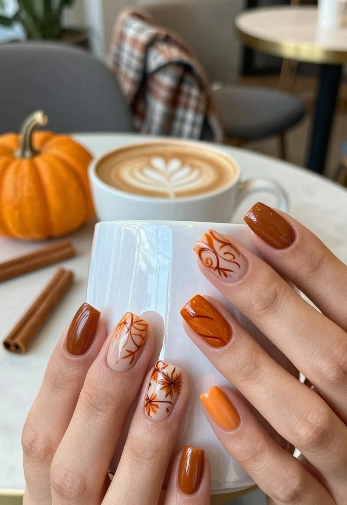 17 Autumn Nails Ideas: Trendy, Cozy, and Stylish - 1. Warm Pumpkin Spice Vibes 1