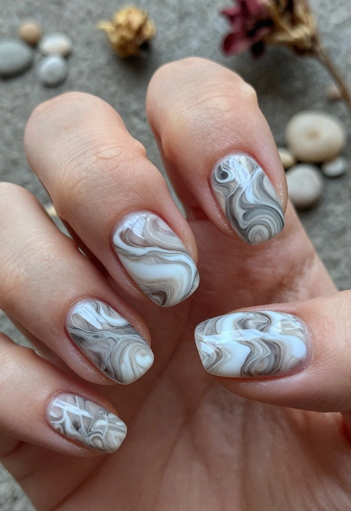 17 Cute Fall Nail Ideas 2025: Fresh Trendy Looks - 14. Natural Marble 1