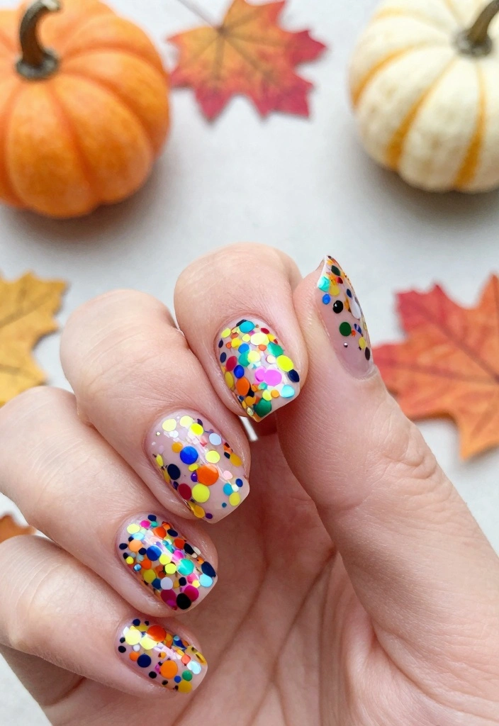 17 Cute Fall Nail Ideas 2025: Fresh Trendy Looks - 15. Colorful Confetti 1