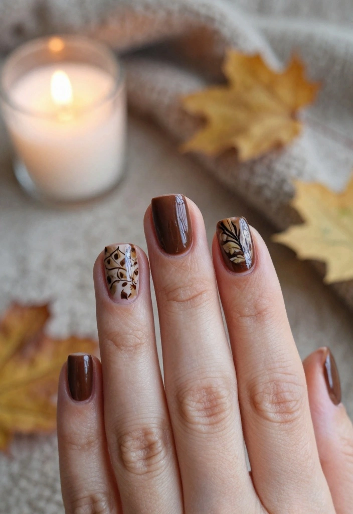 17 Cute Fall Nail Ideas 2025: Fresh Trendy Looks - 2. Leafy Impressions 1