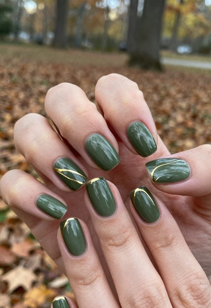 17 Early Fall Nail Colors Ideas: Soft Seasonal Shift - 1. Earthy Olive Green 1