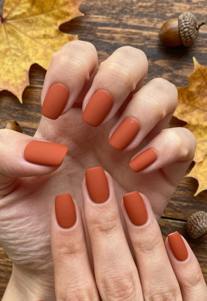 17 Early Fall Nail Colors Ideas: Soft Seasonal Shift - 11. Terracotta Orange 1