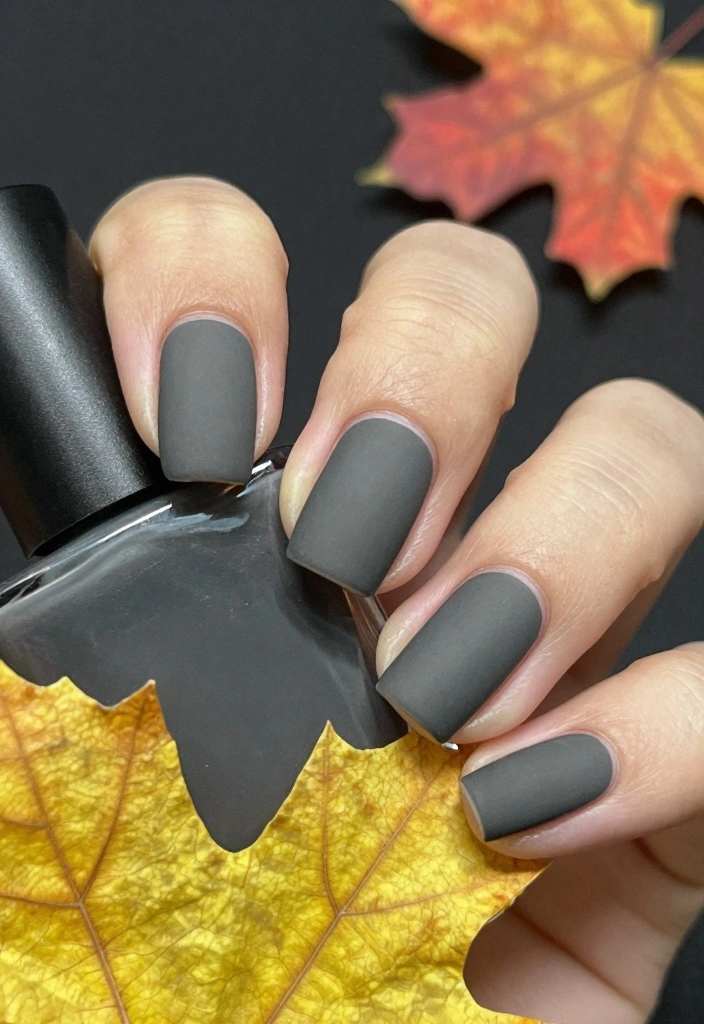 17 Early Fall Nail Colors Ideas: Soft Seasonal Shift - 15. Charcoal Gray 1