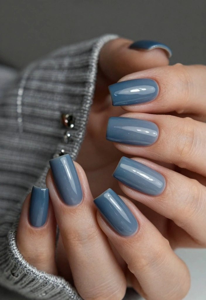 17 Early Fall Nail Colors Ideas: Soft Seasonal Shift - 6. Smoky Blue 1