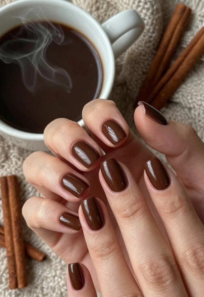 17 Early Fall Nail Colors Ideas: Soft Seasonal Shift - 7. Rich Chocolate Brown 1