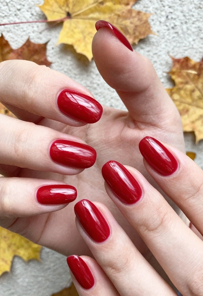 17 Early Fall Nail Colors Ideas: Soft Seasonal Shift - 9. Classic Red 1