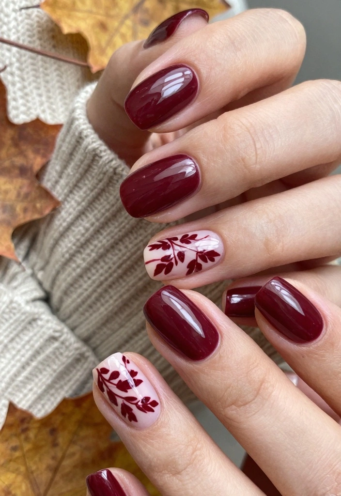 17 Fall Leaves Nail Art Ideas: Seasonal Nature Touch - 1. Rustic Red Leaves 1