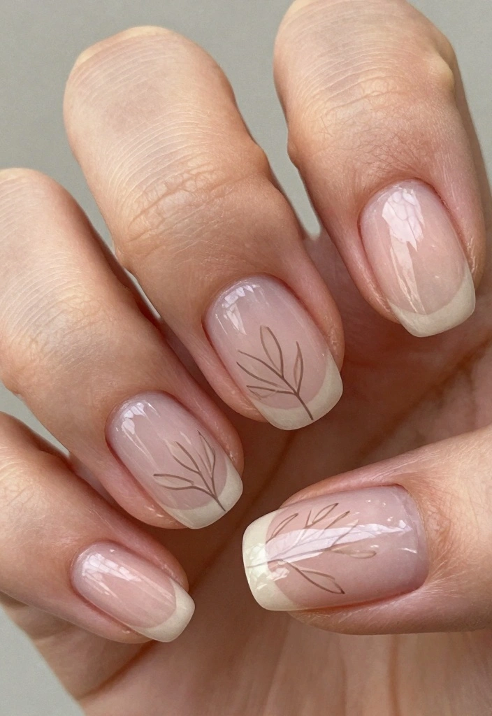 17 Fall Leaves Nail Art Ideas: Seasonal Nature Touch - 11. Subtle Leaf Lines 1