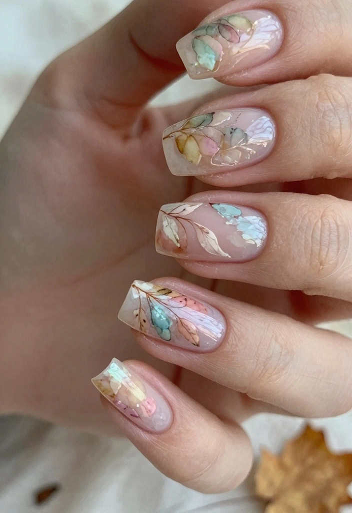 17 Fall Leaves Nail Art Ideas: Seasonal Nature Touch - 4. Watercolor Leaves 1